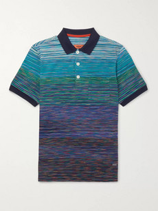 Missoni Slim-fit Space-dyed Cotton-piqué Polo Shirt In Blue