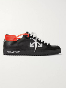 OFF-WHITE LOW 2.0 SUEDE-TRIMMED FULL-GRAIN LEATHER SNEAKERS