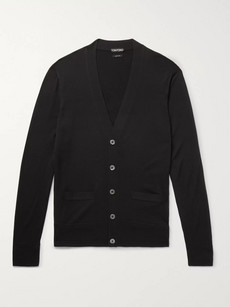 Tom Ford Men's Fine-gauge Wool Button-front Cardigan In Black