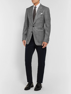 TOM FORD Grey Shelton Slim-Fit Prince of Wales-Checked Wool and Silk-Blend Blazer