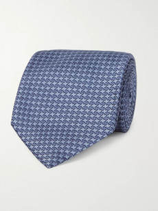 Tom Ford 8cm Houndstooth Silk-jacquard Tie In Blue