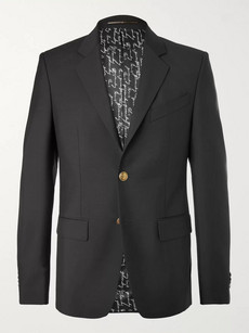 GIVENCHY BLACK SLIM-FIT WOOL AND MOHAIR-BLEND BLAZER