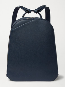 Valextra My Logo Pebble-grain Leather Backpack In Blue