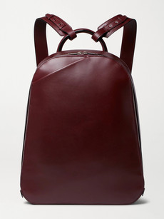 Valextra My Logo Leather Backpack In Burgundy