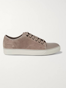 LANVIN CAP-TOE SUEDE AND PATENT-LEATHER trainers