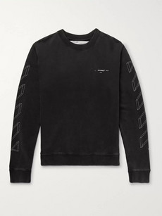 OFF-WHITE PRINTED OOPBACK COTTON-JERSEY SWEATSHIRT - ANTHRACITE