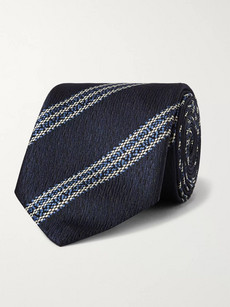 Ermenegildo Zegna 7cm Striped Textured-silk Tie - Storm Blue - One Siz