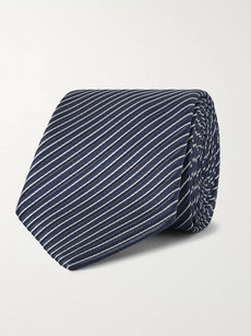 Ermenegildo Zegna 7cm Striped Silk Tie - Midnight Blue - One Siz