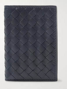Bottega Veneta Intrecciato Bi-fold Leather Cardholder In Midnight Blue