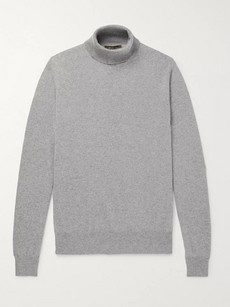 Loro Piana Slim-fit Baby Cashmere Rollneck Sweater In Gray