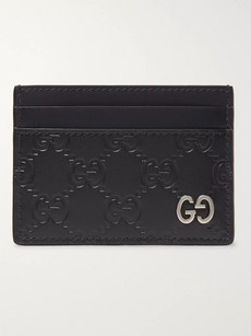 Gucci Embossed Leather Cardholder In Black