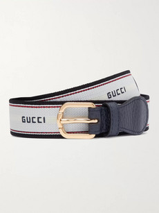 Gucci 3cm Logo-detailed Stretch-webbing And Leather Belt In Black ...