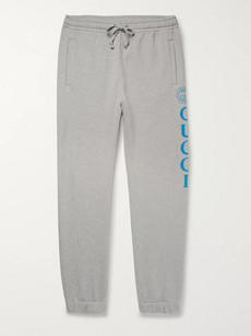 GUCCI TAPERED LOGO-PRINT LOOPBACK COTTON-JERSEY SWEATtrousers
