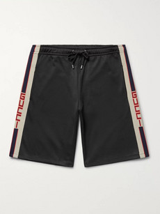 Gucci Webbing-trimmed Tech-jersey Shorts In Black
