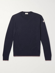 Moncler Contrast-tipped Virgin Wool Sweater - Navy