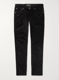 Brioni Slim-fit Stretch-cotton Corduroy Trousers In Black