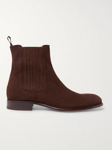 Brioni Suede Chelsea Boots In Brown