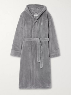 Soho Home Fleece Hooded Robe In Gray