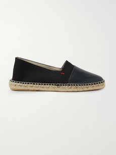 Orlebar Brown Sutton Canvas And Glossed-leather Espadrilles - Black