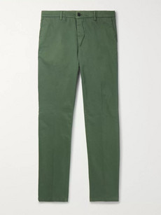 Altea Slim-fit Tapered Stretch-cotton Gabardine Chinos In Green