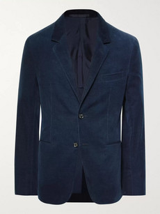 Caruso Navy Slim-fit Unstructured Stretch Cotton And Cashmere-blend Corduroy Blazer - Navy