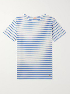 Armor-lux Striped Cotton-jersey T-shirt In Blue