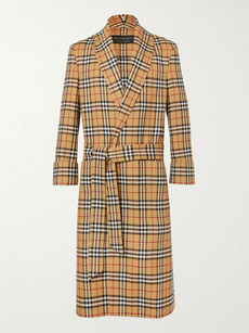 BURBERRY BELTED CHECKED WOOL COAT
