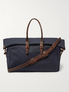 Bleu De Chauffe Cabine Leather-trimmed Canvas Holdall In Blue