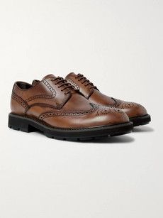 TOD'S LEATHER WINGTIP BROGUES - BROWN