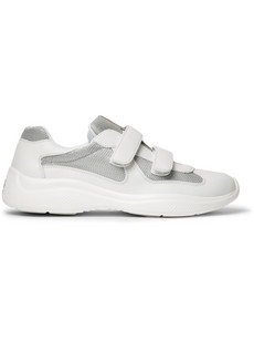 Cup Leather And Mesh Sneakers - White 