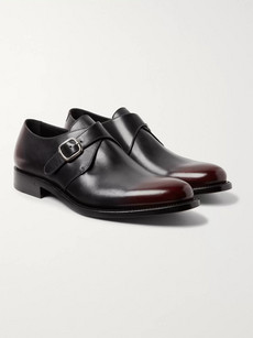 O'keeffe Bristol Polished-leather Monk-strap Shoes In Burgundy