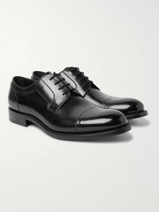O'keeffe Algy Polished-leather Derby Shoes In Black