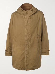 Hartford Carter Oversized Cotton-twill Hooded Coat In Beige