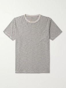 Hartford Striped Mélange Cotton-jersey T-shirt In Gray