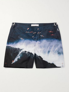 Orlebar Brown Bulldog Mid-length Printed Swim Shorts In Navy