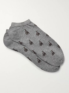 Corgi Monkey-patterned Cotton-blend Socks - Gray