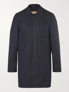 Burberry Cotton-blend Gabardine Hooded Coat With Detachable Gilet In Blue