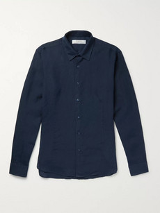 Kingsman Orlebar Brown Morton Slim-fit Slub Linen Shirt In Blue
