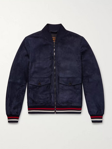 Tod's Suede Bomber Jacket - Navy