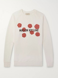 Maison Kitsuné Printed Loopback Cotton-jersey Sweatshirt In Ivory