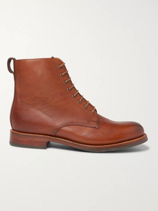 GRENSON MURPHY BURNISHED TEXTURED-LEATHER BOOTS