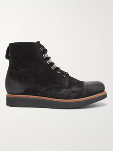 Grenson Newton Brushed-suede Boots In Black