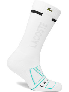 Lacoste Tennis Logo-intarsia Stretch-cotton Blend Socks In White