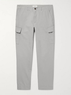 Mr P Tapered Cotton And Linen-blend Cargo Trousers In Gray