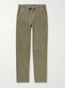 Save Khaki United Easy Slim-fit Cotton-twill Drawstring Trousers In Army Green