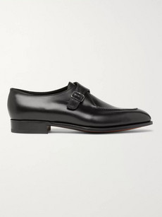 Edward Green Clapham Leather Monk-strap Shoes In Black
