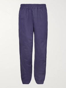 Comme Des Garçons Shirt Wide-leg Cotton-twill Drawstring Trousers In Navy