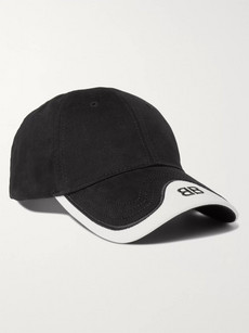 Balenciaga Logo-embroidered Cotton-twill Baseball Cap In Black