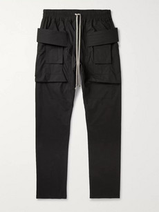 Rick Owens Drkshdw Creatch Tapered Cotton Drawstring Trousers In Black