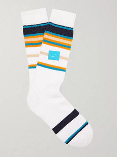 Acne Studios Striped Stretch Cotton-blend Socks In White